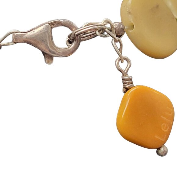 Leju Handmade Necklace Vegan Vegetable Ivory Engraved Bird 18" Earth-Tone Round - Picture 9 of 10